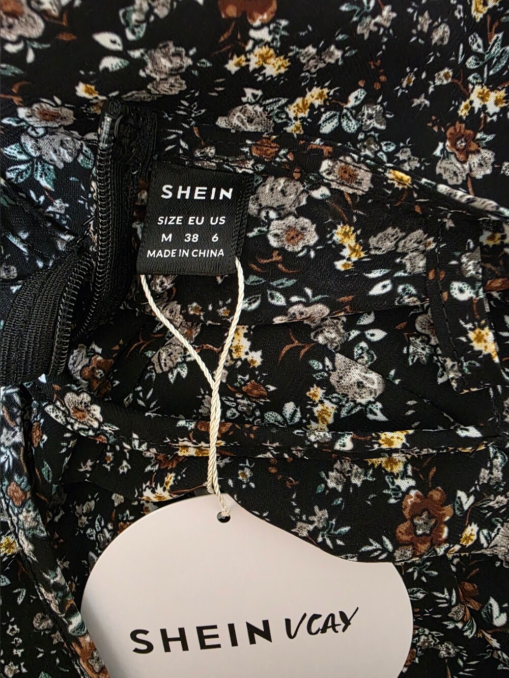 SHEIN Black Floral Smocked Flare Jumpsuit - Picture 6 of 6